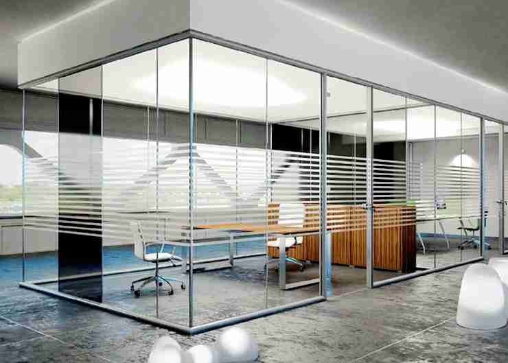 Modern Design Glass Conference Room Walls Full Height Frames Long