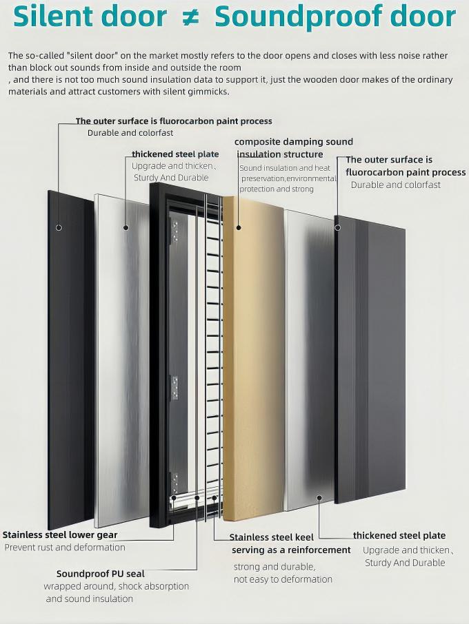 Noise Reduction Sound Proof Door With Half Set Door Frame And Threshold