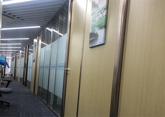 Full Height Office Wooden Partitions , Hall Partition With Wood And Glass