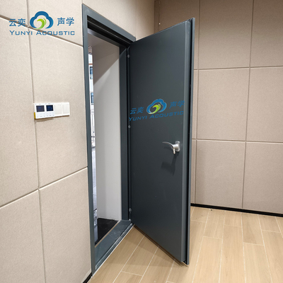 100mm Thickness Sound Proof Door For Offices In Grey Wood Timber Grain Powder Coating